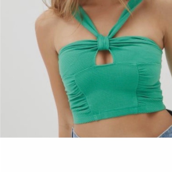 Urban Outfitters Tops - Urban Outfitters Midnight Halter Cropped Tank Top Women’s Medium Green Ribbed